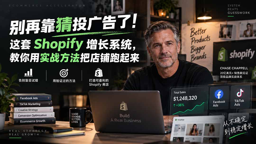 别再靠猜投广告了！这套 Shopify 增长系统，教你用实战方法把店铺跑起来【原创双语字幕】-天韵资源网