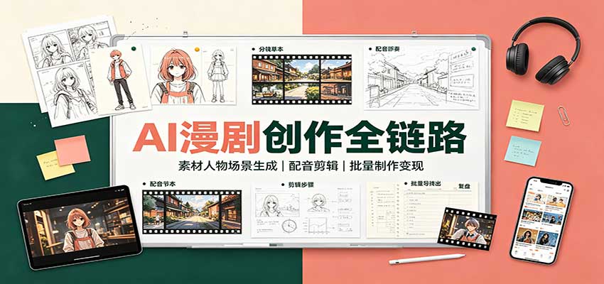 AI漫剧创作全链路：素材人物场景生成，配音剪辑，批量制作变现-天韵资源网