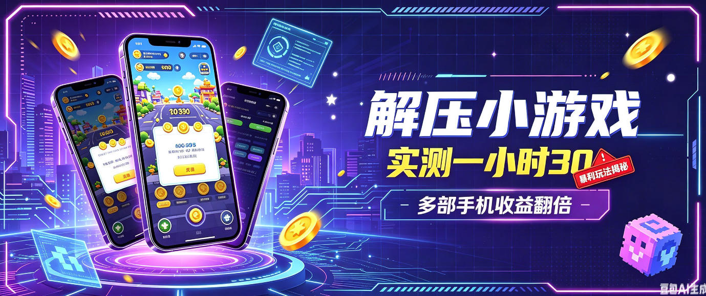 小游戏全流程玩法，实测一小时搞30，简单无脑解压，当天做当天就能看到进账，直接冲就行【揭秘】-天韵资源网
