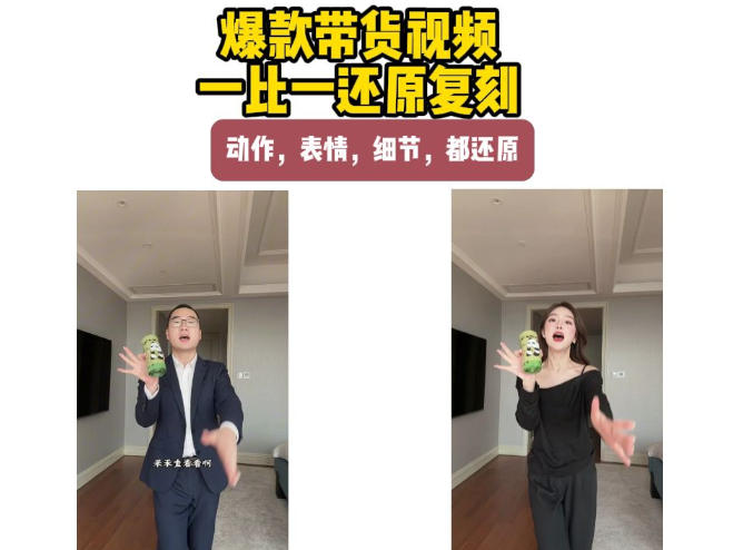 AI带货视频复刻，一比一还原加二创，动作，表情，细节，都还原，新手也能直接套用-天韵资源网