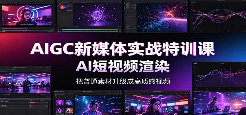 AIGC新媒体实战特训课：工具入门实操，AI短视频渲染，数字人商业视频制作-天韵资源网