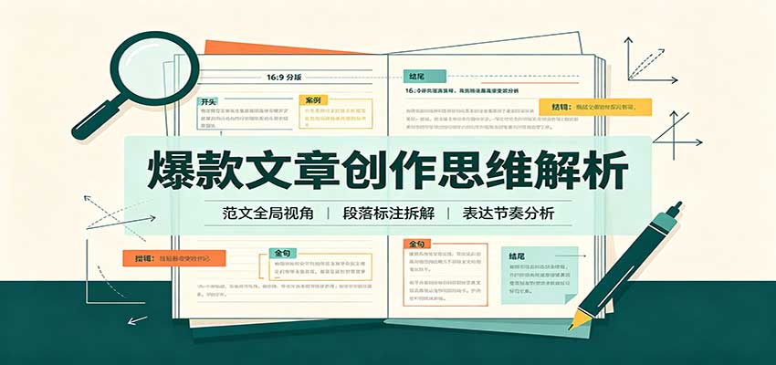 爆款文章创作思维解析：全局视角拆解范文，梳理行文逻辑，搭配真实拆文实操案例-天韵资源网