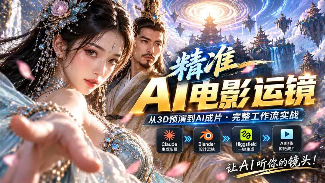 AI视频终于能精准运镜了!Claude + Blender + Higgsfield 免费插件实测-天韵资源网