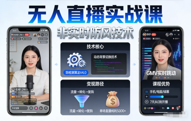 宝子哥无人直播实战课，非实时防风技术，聚焦抖音快手等平台直播带货，轻松开启直播变现之路(更新2026年08月31日)-天韵资源网