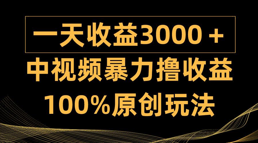 (9696期)中视频暴力撸收益，日入3000＋，100%原创玩法，小白轻松上手多种变现方式-天韵资源网