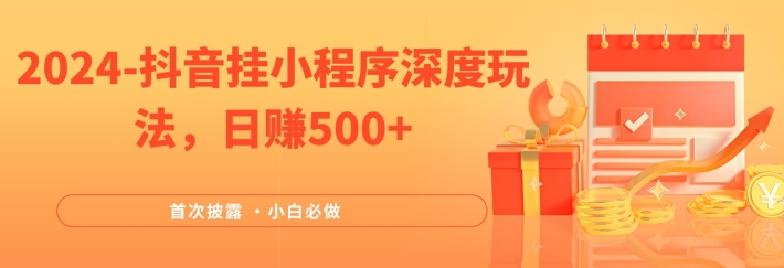 2024全网首次披露，抖音挂小程序深度玩法，日赚500+，简单、稳定，带渠道收入，小白必做【揭秘】-天韵资源网