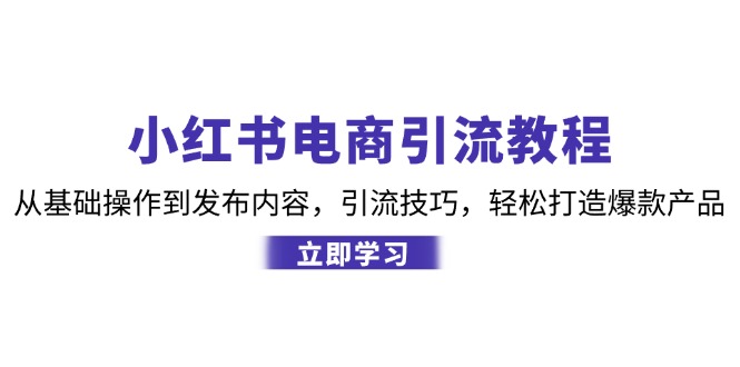 小红书电商引流教程：从基础操作到发布内容，引流技巧，轻松打造爆款产品-天韵资源网