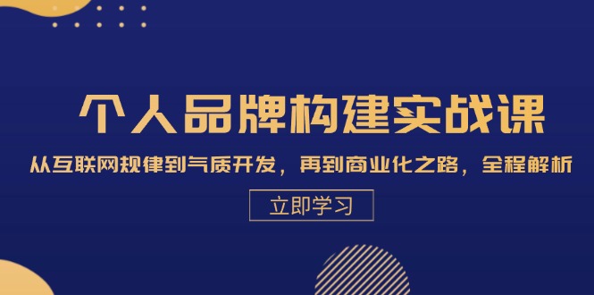 个人品牌构建实战课：从互联网规律到气质开发，再到商业化之路，全程解析-天韵资源网