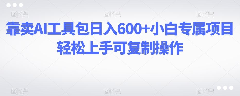 靠卖AI工具包日入600+小白专属项目轻松上手可复制操作-天韵资源网