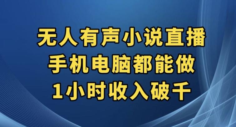 抖音无人有声小说直播，手机电脑都能做，1小时收入破千【揭秘】-天韵资源网