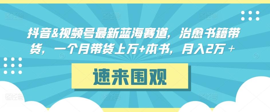 抖音&视频号最新蓝海赛道，治愈书籍带货，一个月带货上万+本书，月入2万＋【揭秘】-天韵资源网