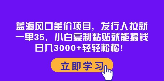 蓝海风口差价项目，发行人拉新，一单35，小白复制粘贴就能搞钱！日入30…-天韵资源网