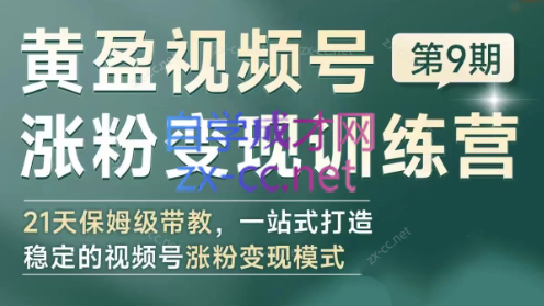 黄盈·视频号涨粉变现训练营-天韵资源网