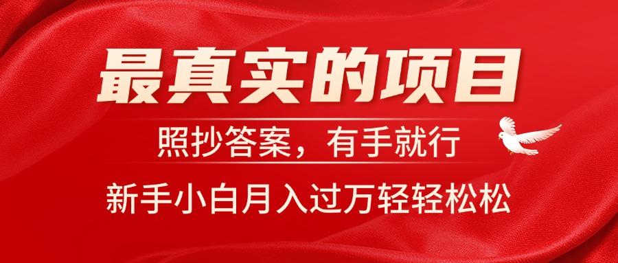 最真实的项目，照抄答案，有手就行，新手小白月入过万轻轻松松-天韵资源网
