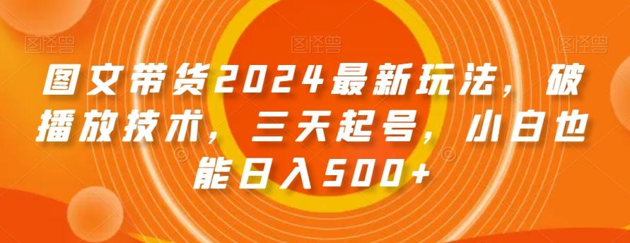 图文带货2024最新玩法，破播放技术，三天起号，小白也能日入500+【揭秘】-天韵资源网
