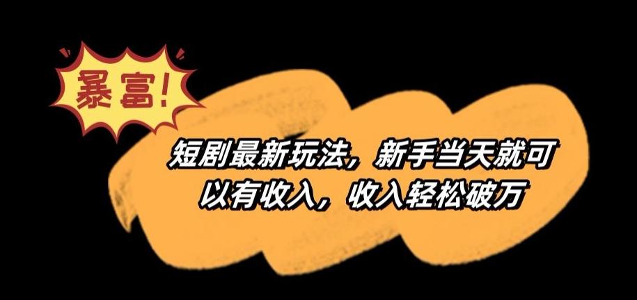 短剧最新玩法，新手当天就可以有收入，收入轻松破万【揭秘】-天韵资源网