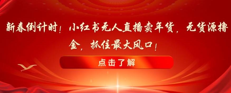 新春倒计时！小红书无人直播卖年货，无货源撸金，抓住最大风口【揭秘】-天韵资源网