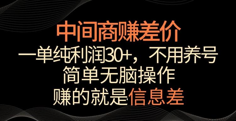 中间商赚差价，一单纯利润30+，简单无脑操作，赚的就是信息差，轻轻松松日入1000+【揭秘】-天韵资源网