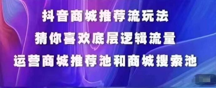 抖音商城运营课程，猜你喜欢入池商城搜索商城推荐人群标签覆盖-天韵资源网