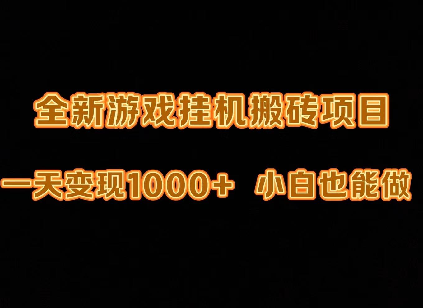 (9580期)最新游戏全自动挂机打金搬砖，一天变现1000+，小白也能轻松上手。-天韵资源网