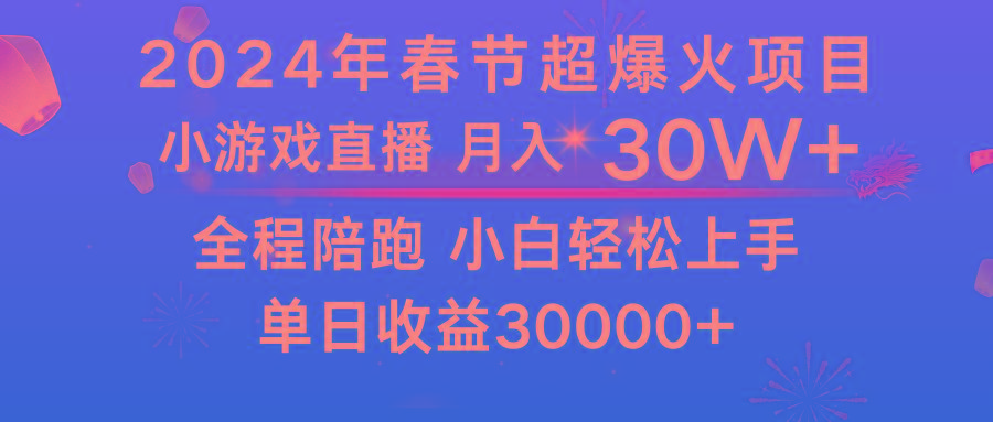 龙年2024过年期间，最爆火的项目 抓住机会 普通小白如何逆袭一个月收益30W+-天韵资源网