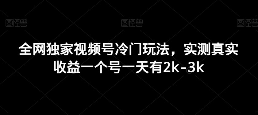 全网独家视频号冷门玩法，实测真实收益一个号一天有2k-3k-天韵资源网