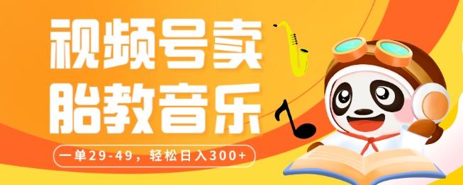 视频号卖胎教音乐，作品制作简单，一单29-49，轻松日入300-天韵资源网