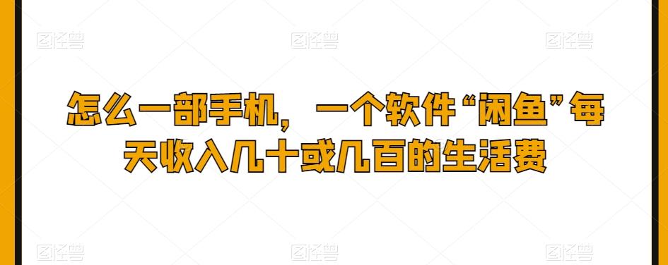 怎么一部手机，一个软件“闲鱼”每天收入几十或几百的生活费-天韵资源网