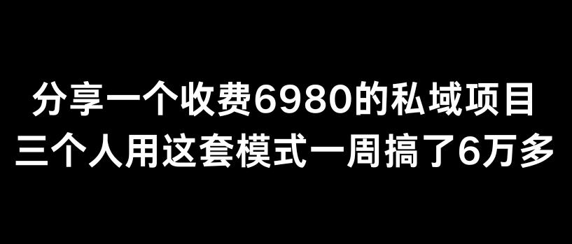 分享一个外面卖6980的私域项目三个人用这套模式一周搞了6万多【揭秘】-天韵资源网