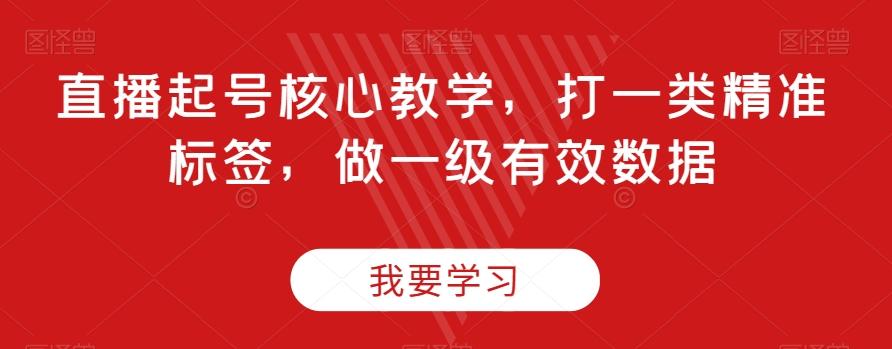 直播起号核心教学，打一类精准标签，做一级有效数据-天韵资源网