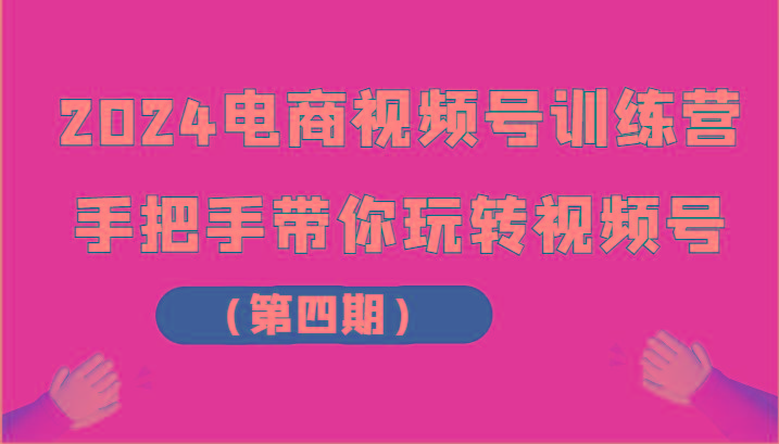 2024电商视频号训练营(第四期)手把手带你玩转视频号-天韵资源网