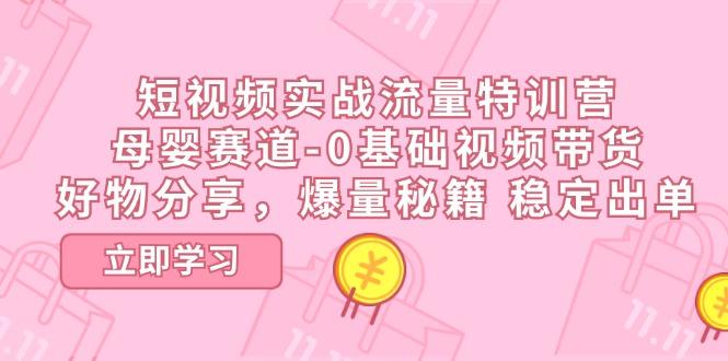 短视频实战流量特训营，母婴赛道-0基础带货，好物分享，爆量秘籍 稳定出单-天韵资源网