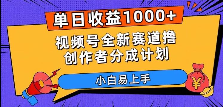 单日收益1000+，视频号全新赛道撸创作者分成计划，小白易上手【揭秘】-天韵资源网