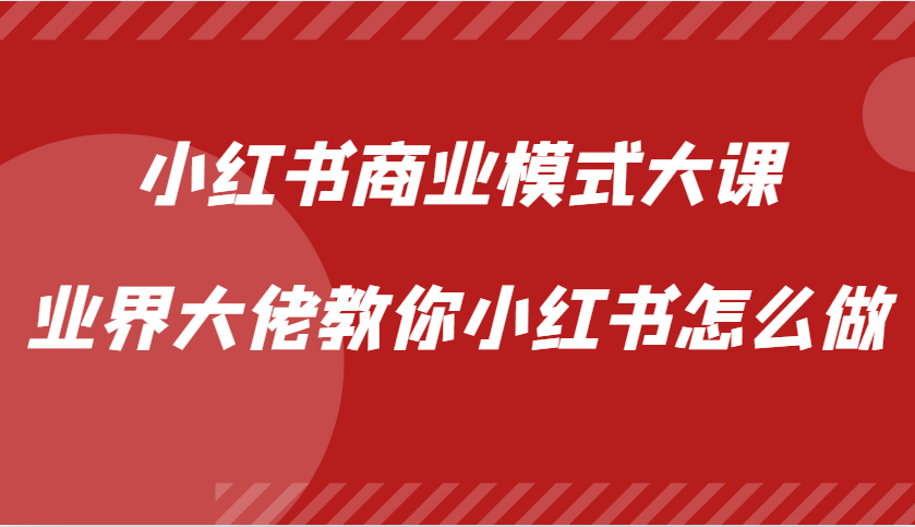 小红书商业模式大课，业界大佬教你小红书怎么做【视频课】-天韵资源网