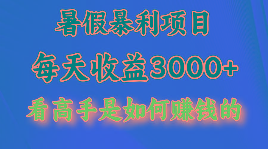 暑假暴力项目 1天收益3000+，视频号，快手，不露脸直播.次日结算-天韵资源网