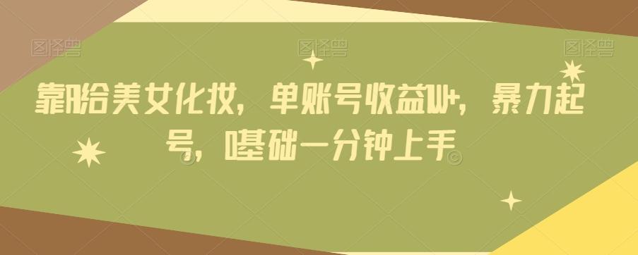 靠AI给美女化妆，单账号收益1W+，暴力起号，0基础一分钟上手-天韵资源网