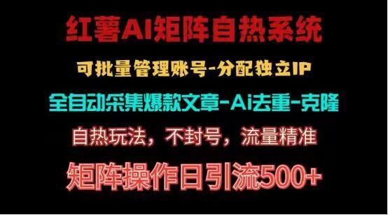 红薯矩阵自热系统，独家不死号引流玩法！矩阵操作日引流500+-天韵资源网