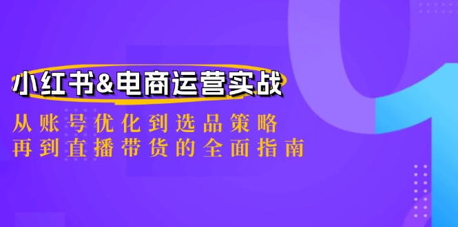 小红书&电商运营实战：从账号优化到选品策略，再到直播带货的全面指南-天韵资源网