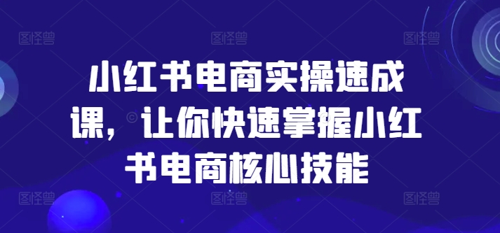 小红书电商实操速成课，让你快速掌握小红书电商核心技能-天韵资源网