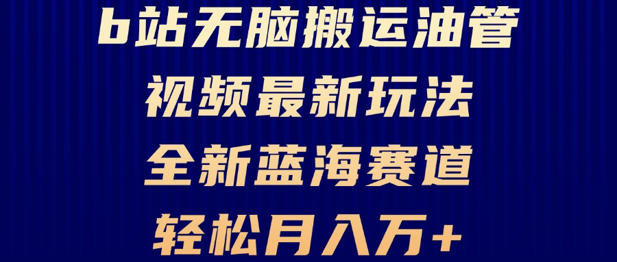 B站无脑搬运油管视频最新玩法，轻松月入过万，小白轻松上手，全新蓝海赛道-天韵资源网