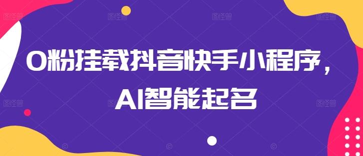 0粉挂载抖音快手小程序，AI智能起名-天韵资源网