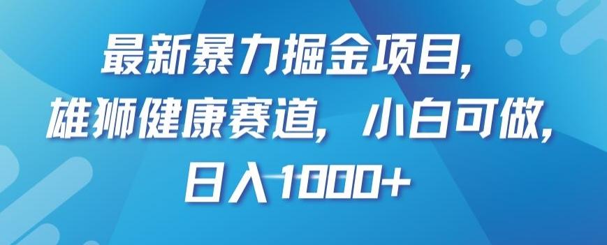 最新暴力掘金项目，雄狮健康赛道，小白可做，日入1000+【揭秘】-天韵资源网