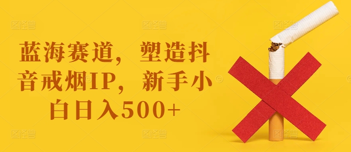 蓝海赛道，塑造抖音戒烟IP，新手小白日入500+【揭秘】-天韵资源网