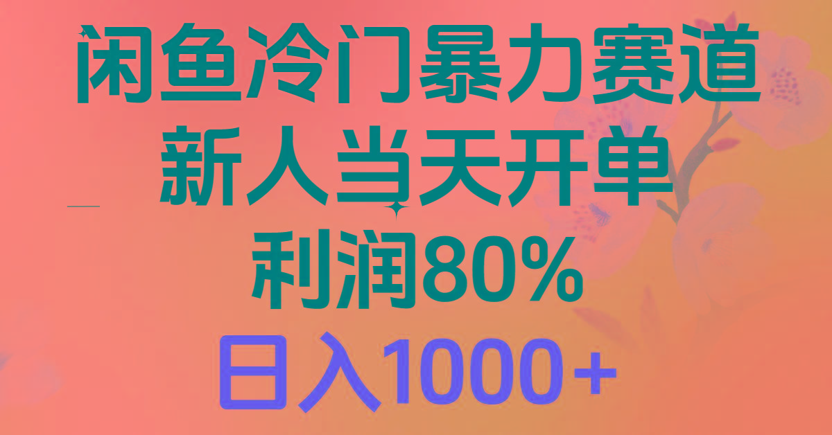 2024闲鱼冷门暴力赛道，新人当天开单，利润80%，日入1000+-天韵资源网