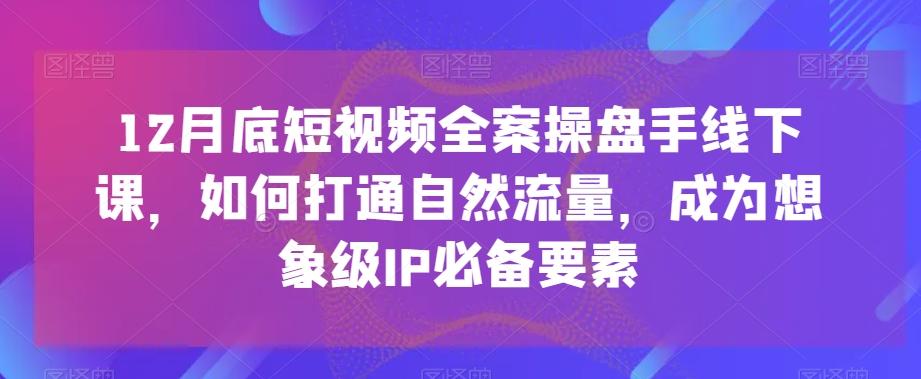 12月底短视频全案操盘手线下课，如何打通自然流量，成为想象级IP必备要素-天韵资源网
