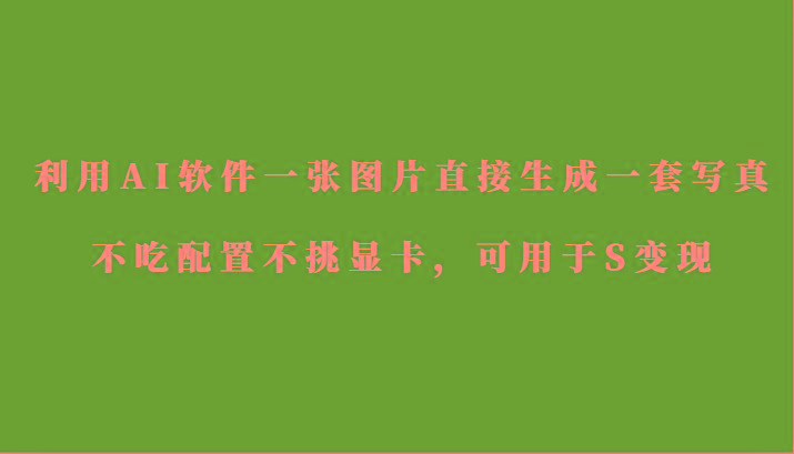 利用AI软件只需一张图片直接生成一套写真，不吃配置不挑显卡，可用于S变现-天韵资源网
