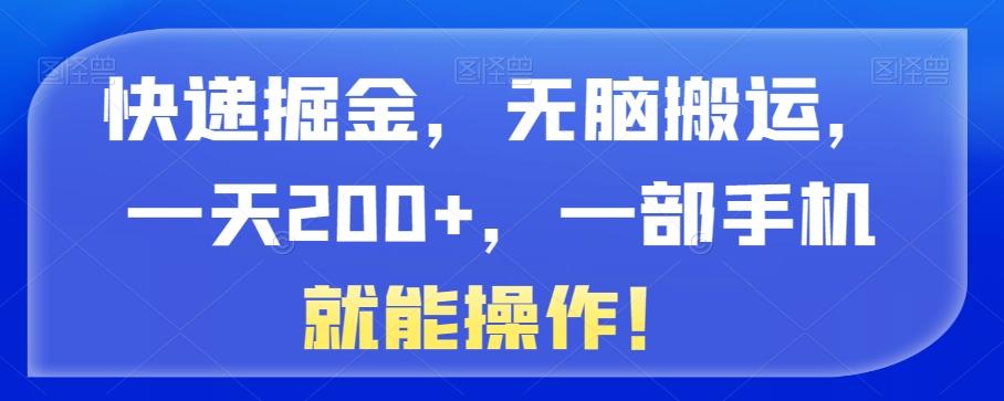 快递掘金，无脑搬运，一天200+，一部手机就能操作！-天韵资源网