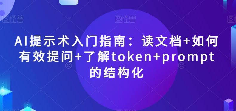 AI提示术入门指南：读文档+如何有效提问+了解token+prompt的结构化【揭秘】-天韵资源网