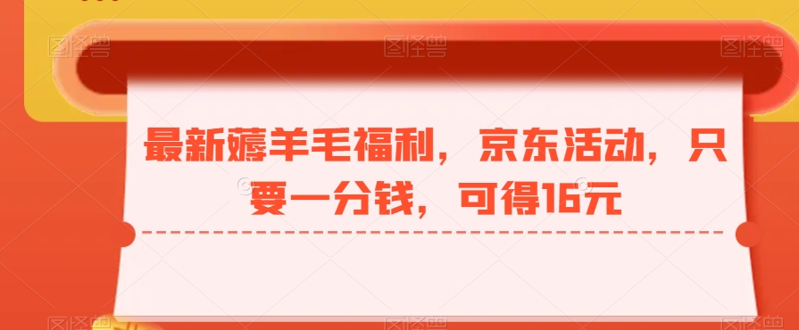 最新薅羊毛福利，京东活动，只要一分钱，可得16元-天韵资源网