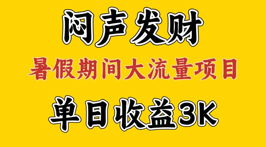 闷声发财，假期大流量项目，单日收益3千+ ，拿出执行力，两个月翻身-天韵资源网